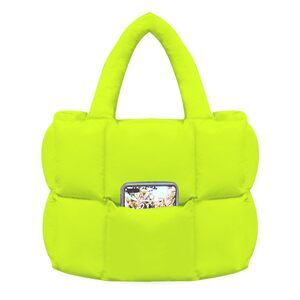 2296 Puffer Tote Bag , Lightweight Quilted Puffy Shoulder Handbag